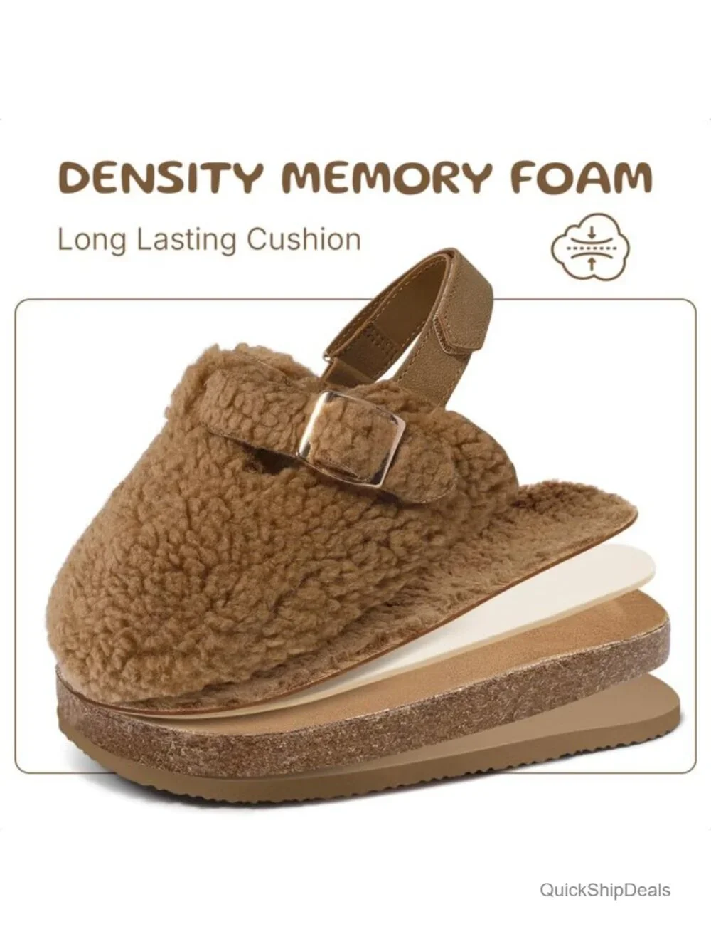Girls Faux Fur Clogs with Cork Footbed and Adjustable Buckle